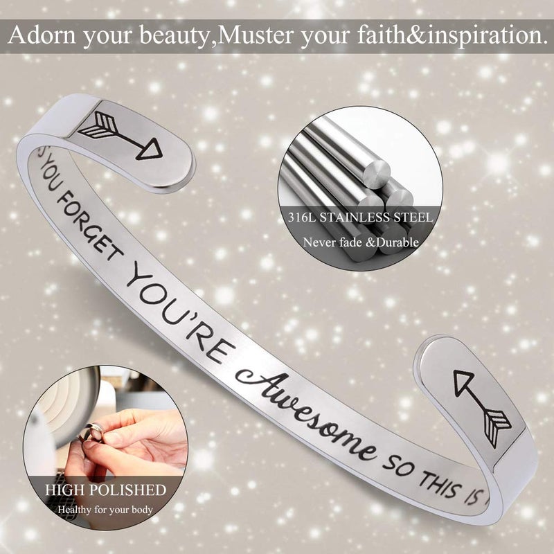 Btysun Bracelets for Women Inspirational Gifts for Women Her Mom Cuff Bracelet Friendship Bracelets Friend Gifts Mantra Thank you Gifts Jewelry - Image 2